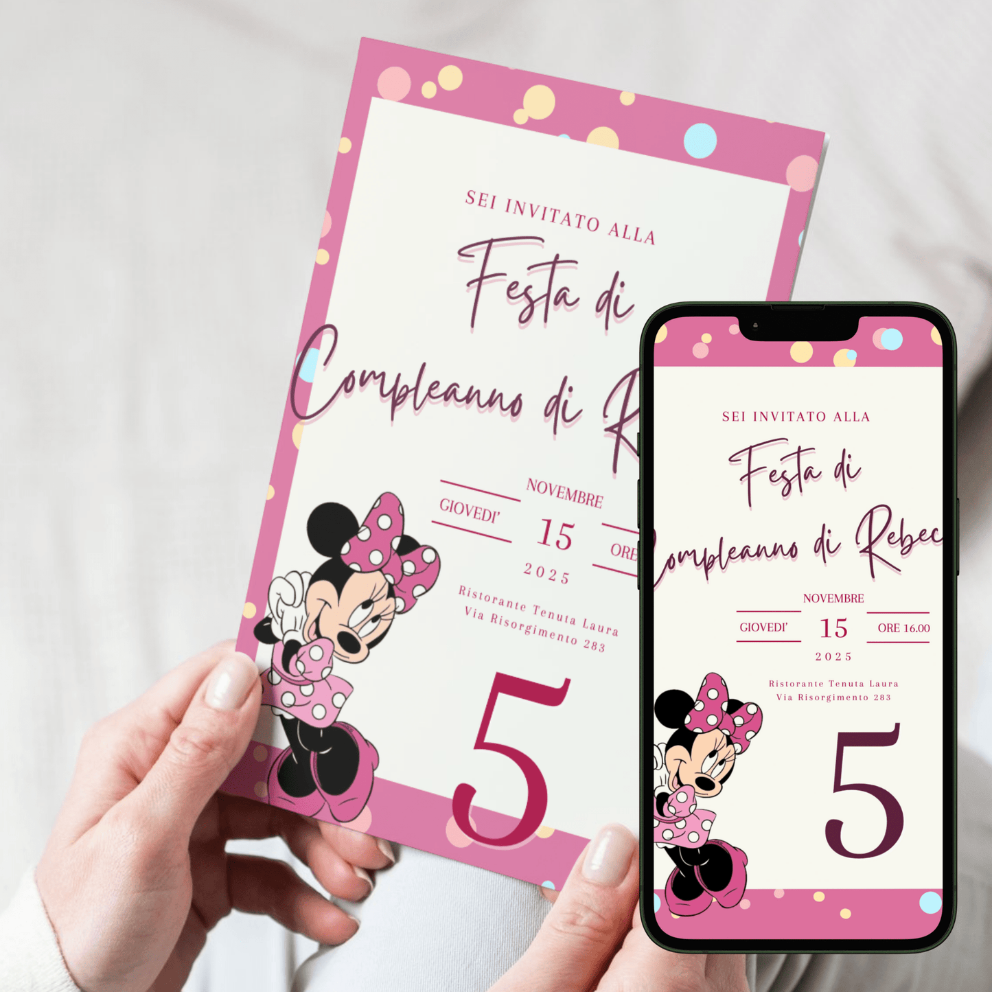 Kit Festa Minnie – Allestimento Completo da Stampare | Template Canva Modificabile (Inviti + Banner + Topper) - Sorelle Kreative