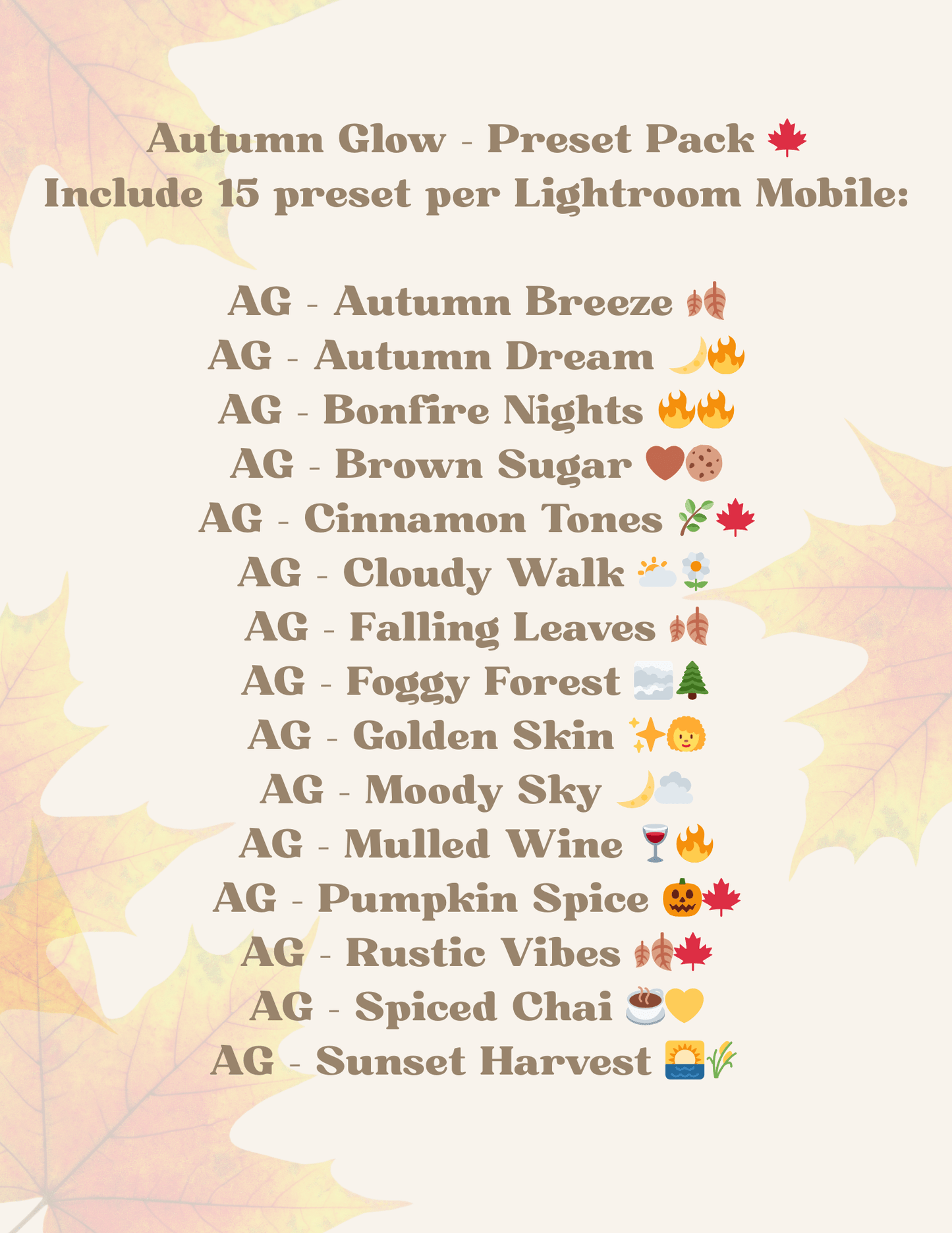 Autumn Glow Preset Pack 🍁 | 15 Lightroom Mobile Presets - Sorelle Kreative