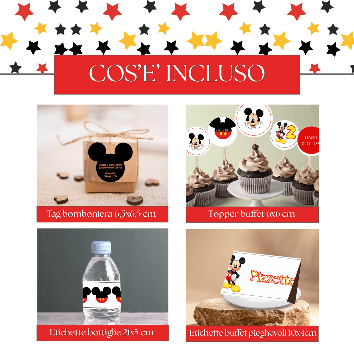 Kit Festa Topolino – Allestimento Completo da Stampare | Template Canva Modificabile (Inviti + Banner + Topper) - Sorelle Kreative