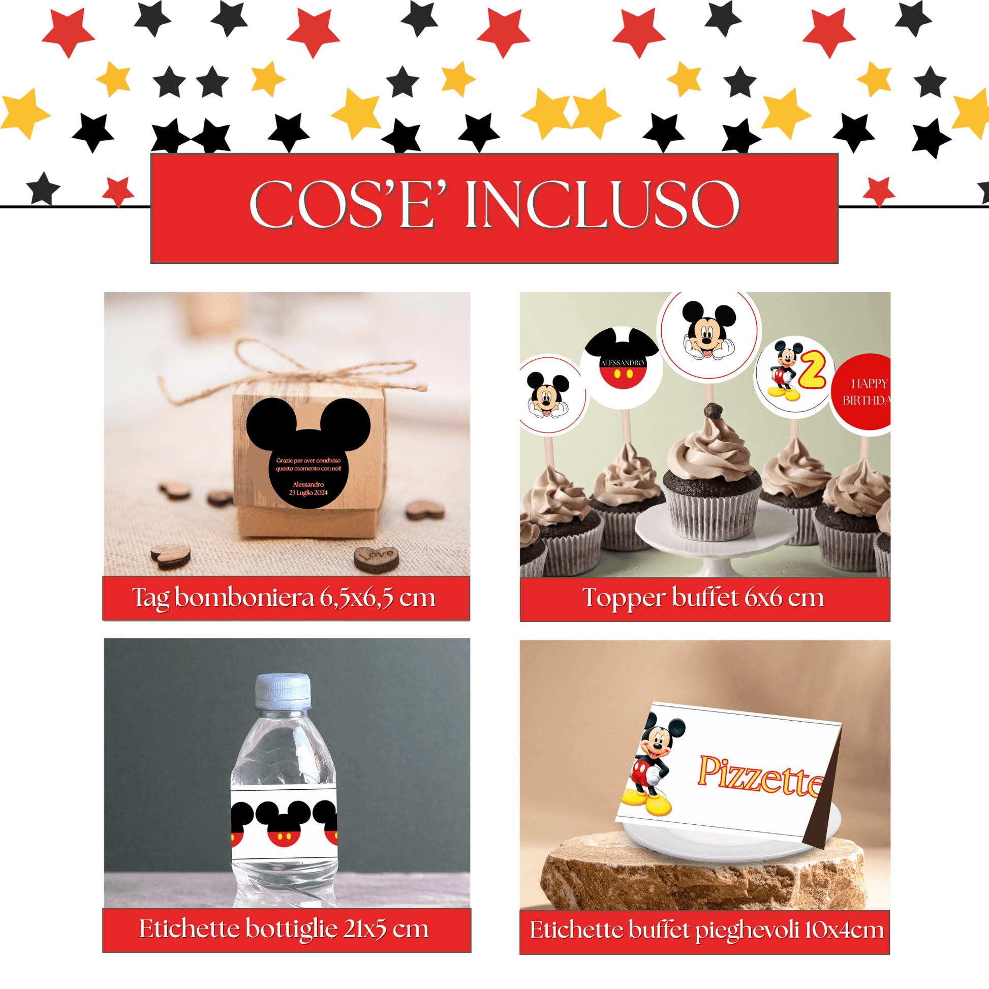 Kit Festa Topolino – Allestimento Completo da Stampare | Template Canva Modificabile (Inviti + Banner + Topper) - Sorelle Kreative