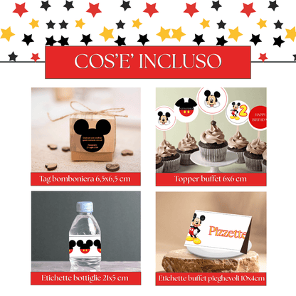 Kit Festa Topolino – Allestimento Completo da Stampare | Template Canva Modificabile (Inviti + Banner + Topper) - Sorelle Kreative