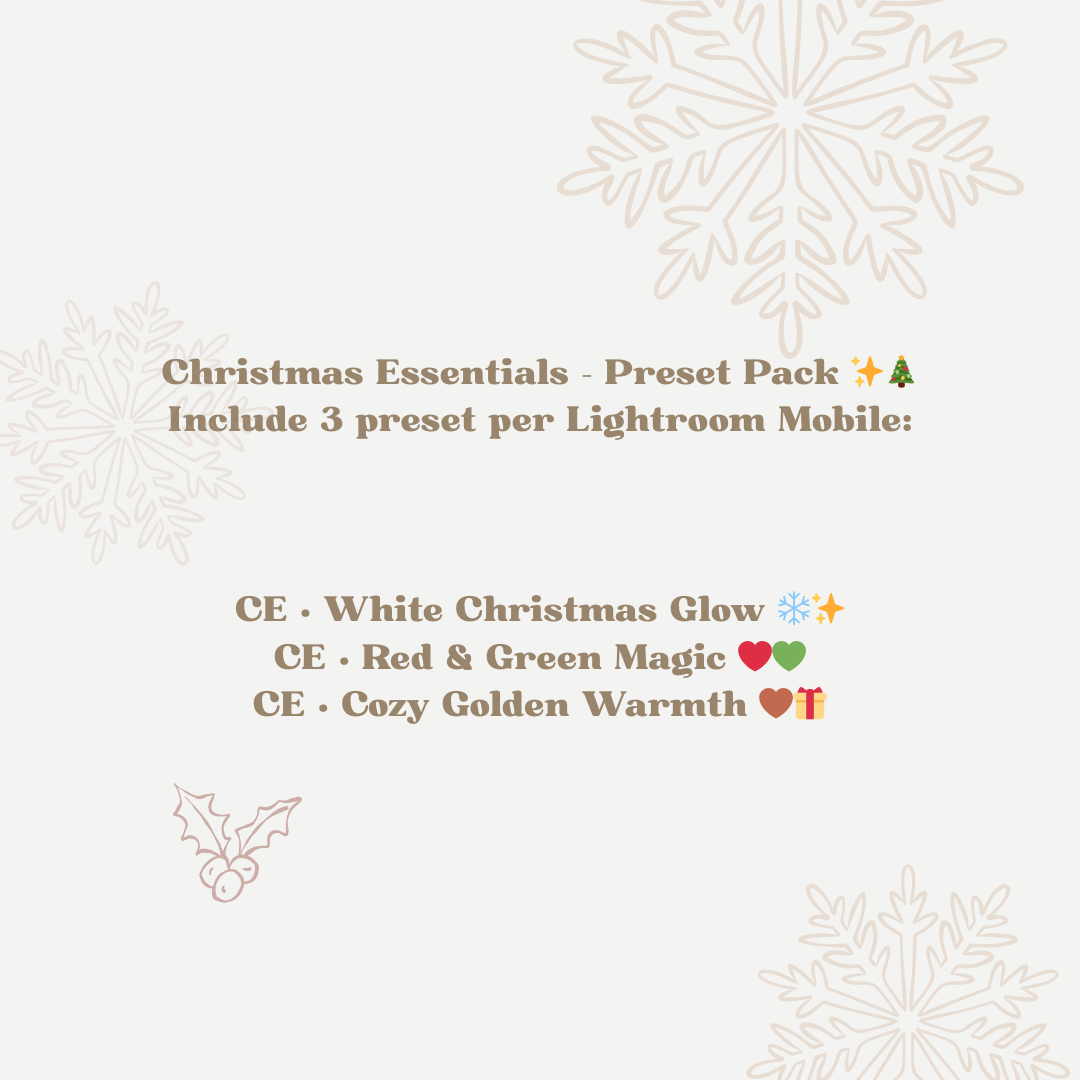 Christmas Essentials – Lightroom Preset Pack - Sorelle Kreative