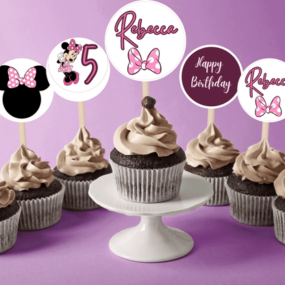 Kit Festa Minnie – Allestimento Completo da Stampare | Template Canva Modificabile (Inviti + Banner + Topper) - Sorelle Kreative