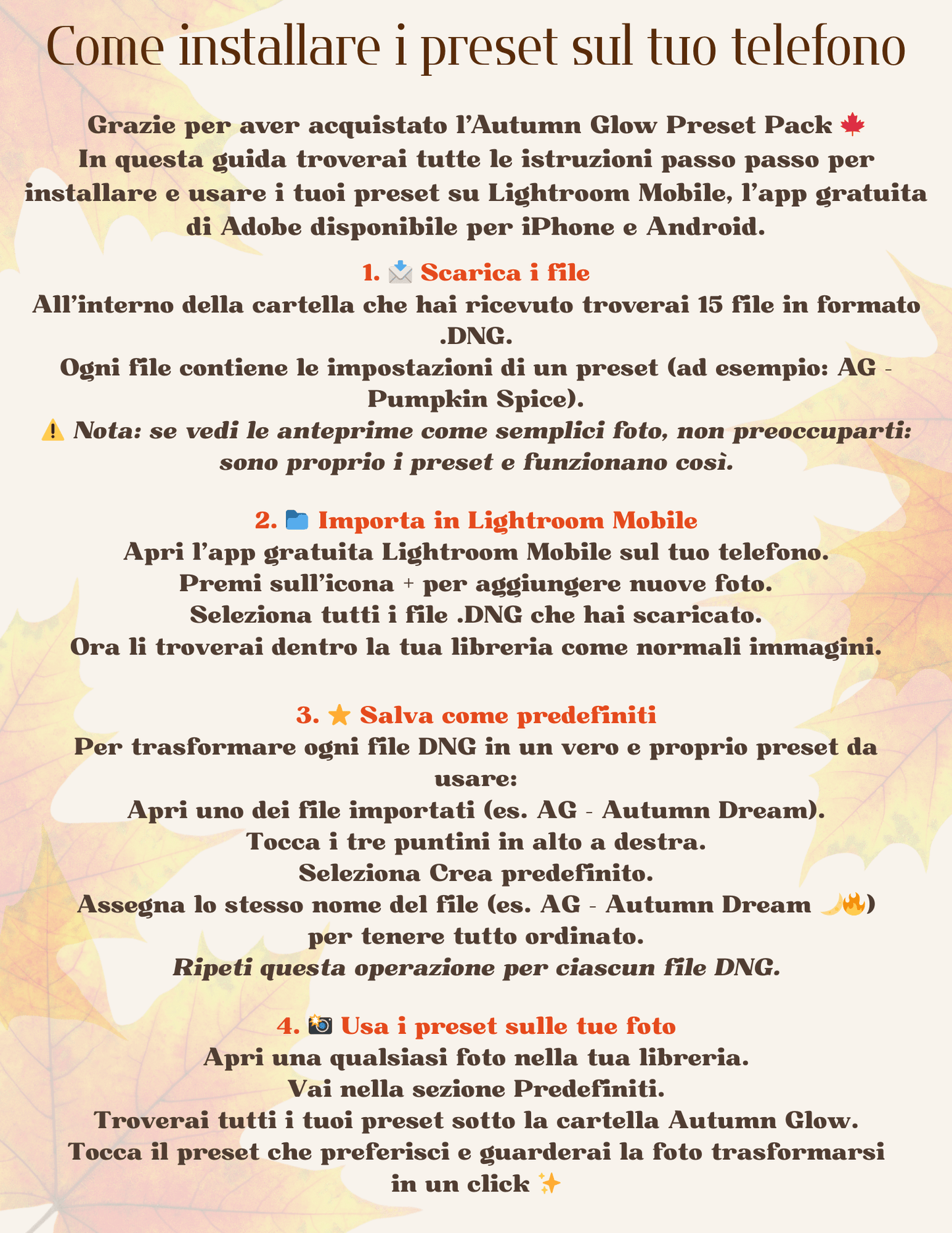 Autumn Glow Preset Pack 🍁 | 15 Lightroom Mobile Presets - Sorelle Kreative