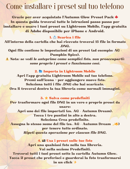 Autumn Glow Preset Pack 🍁 | 15 Lightroom Mobile Presets - Sorelle Kreative