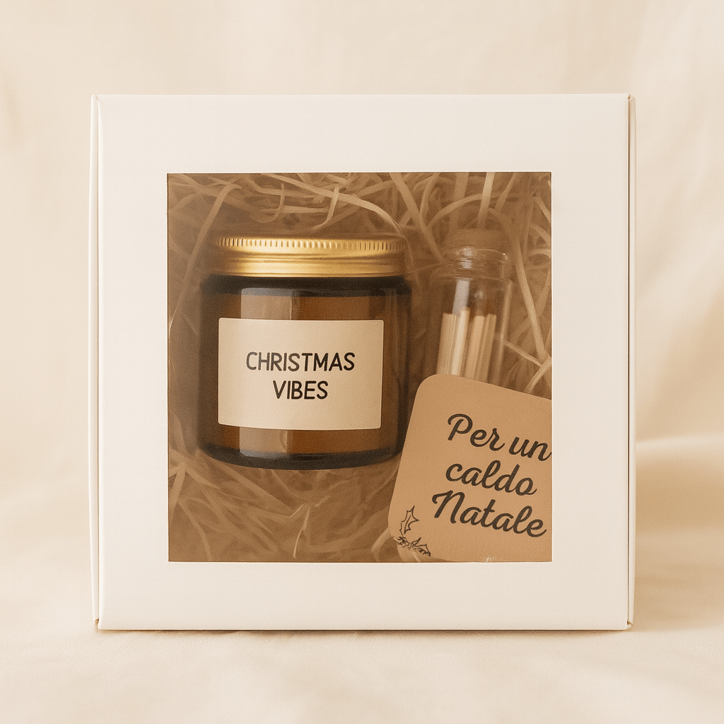 Box Candela Natalizia “Christmas Vibes” con Fiammiferi – Idea Regalo in Confezione - Sorelle Kreative