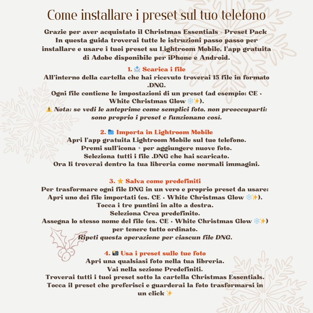 Christmas Essentials – Lightroom Preset Pack - Sorelle Kreative