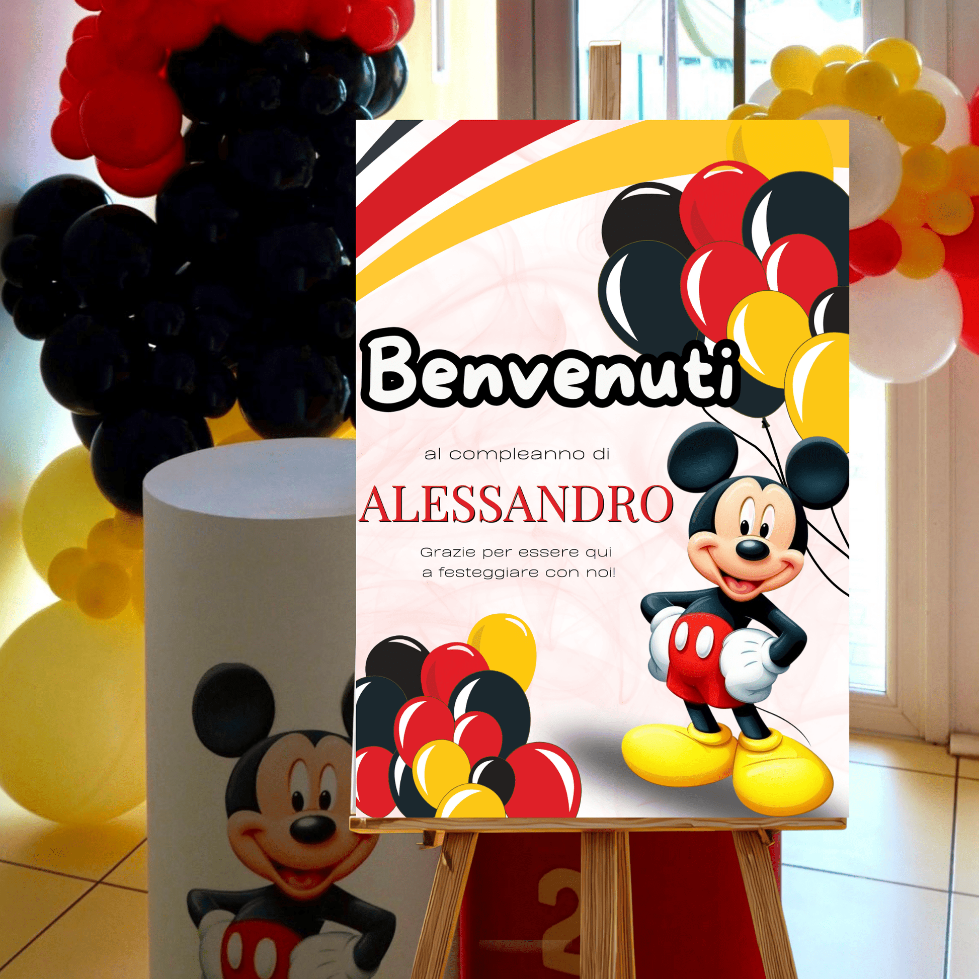 Kit Festa Topolino – Allestimento Completo da Stampare | Template Canva Modificabile (Inviti + Banner + Topper) - Sorelle Kreative