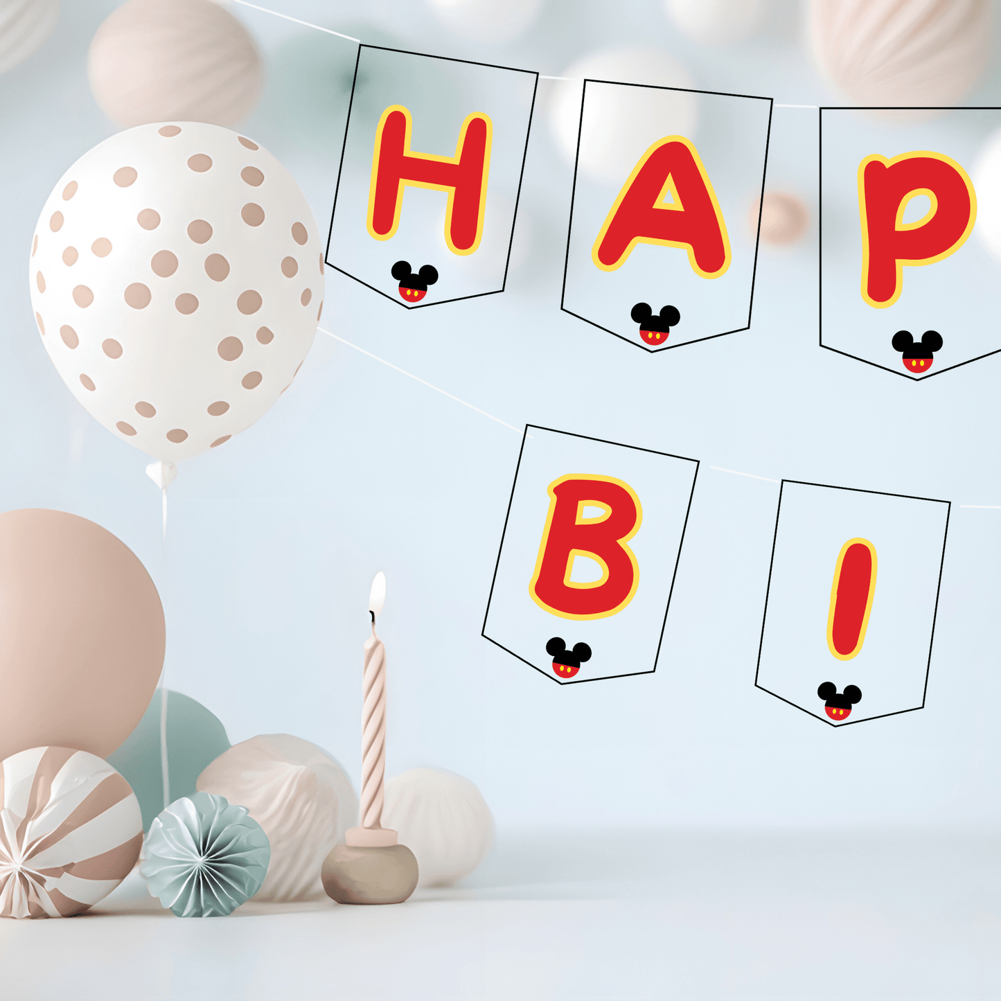 Kit Festa Topolino – Allestimento Completo da Stampare | Template Canva Modificabile (Inviti + Banner + Topper) - Sorelle Kreative