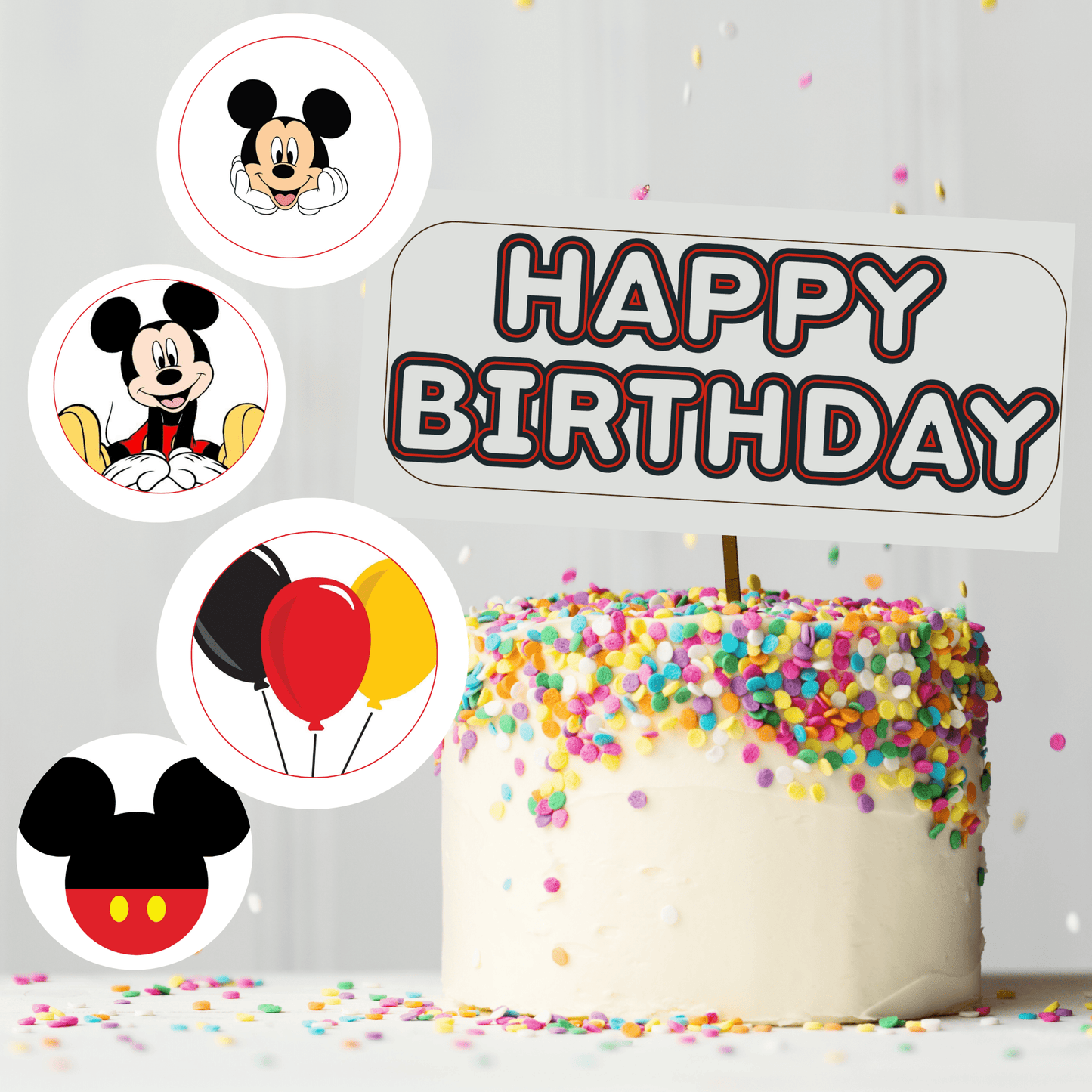 Kit Festa Topolino – Allestimento Completo da Stampare | Template Canva Modificabile (Inviti + Banner + Topper) - Sorelle Kreative