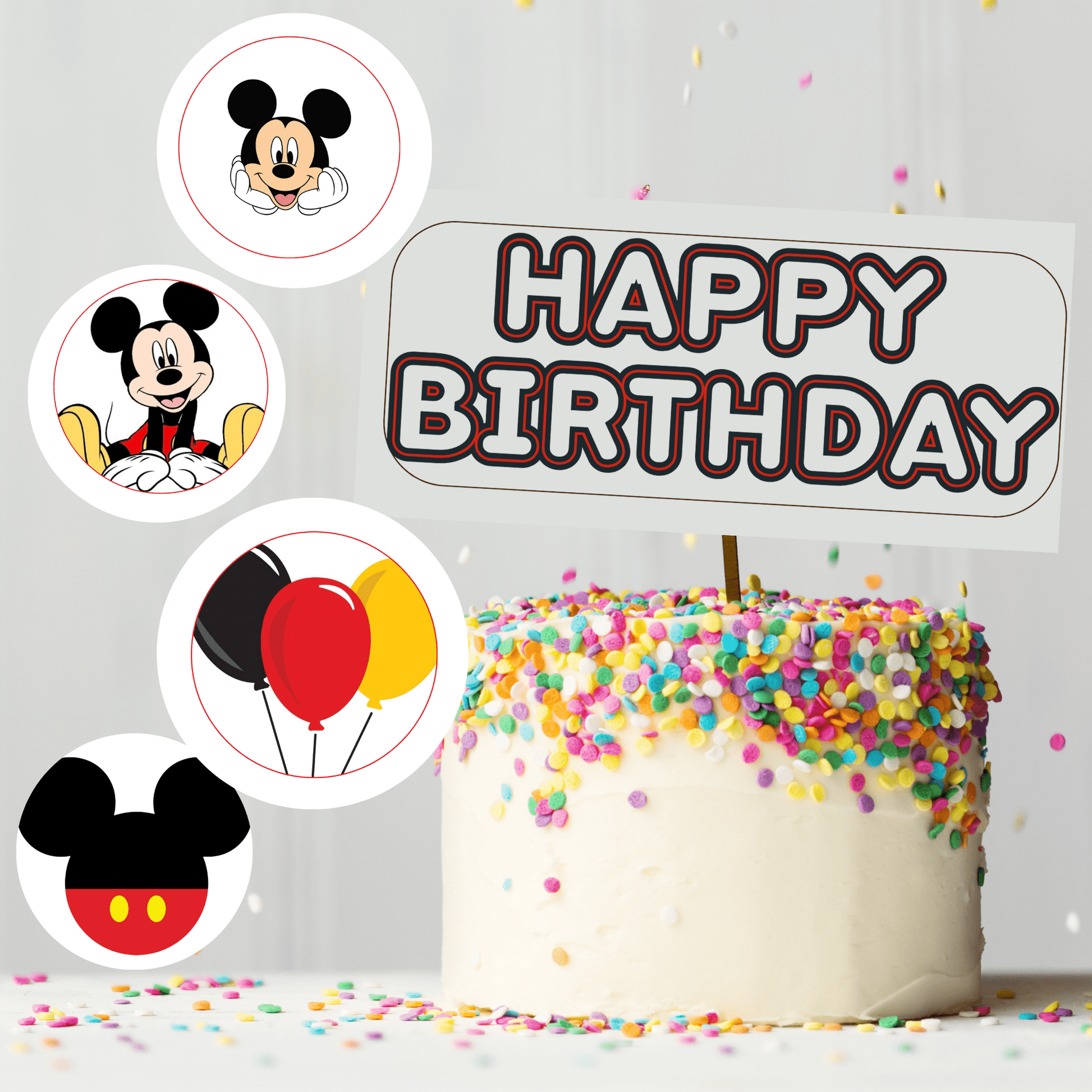 Kit Festa Topolino – Allestimento Completo da Stampare | Template Canva Modificabile (Inviti + Banner + Topper) - Sorelle Kreative