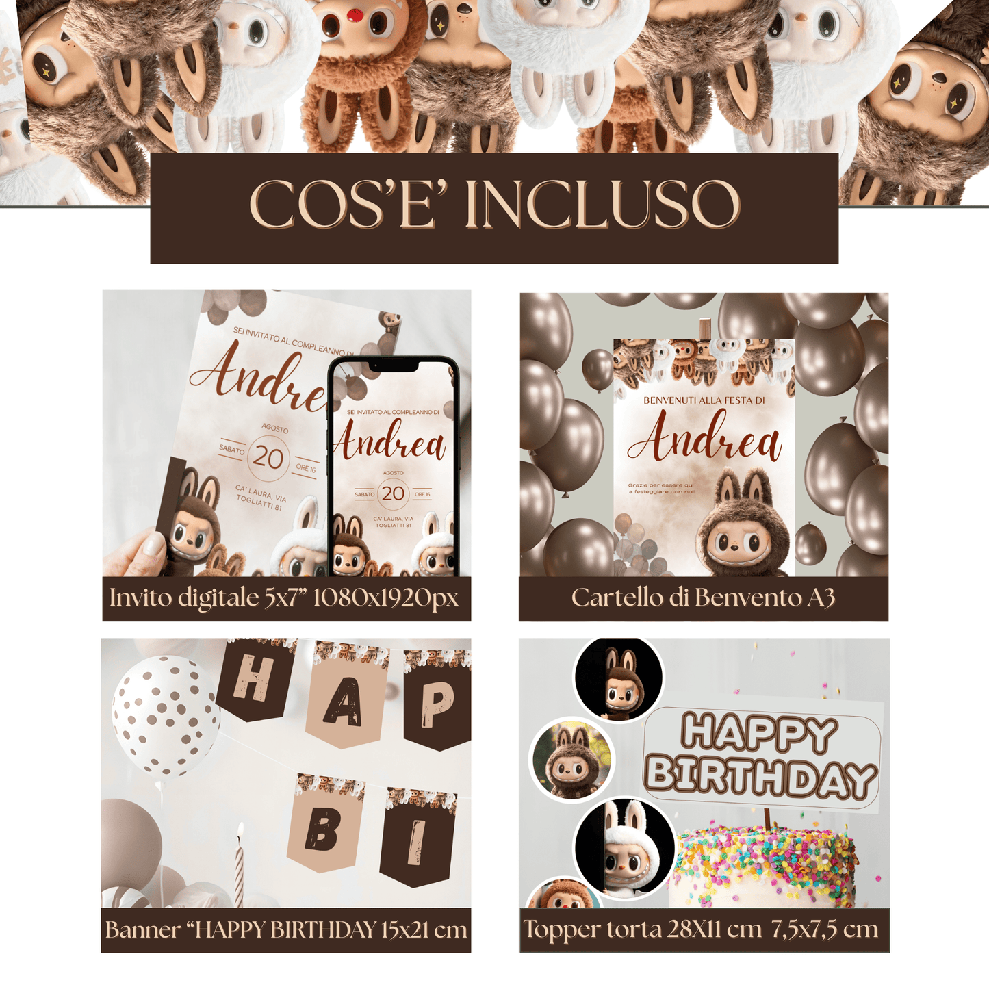 Kit Festa LaBubu – Allestimento Completo da Stampare | Template Canva Modificabile (Inviti + Banner + Topper) - Sorelle Kreative