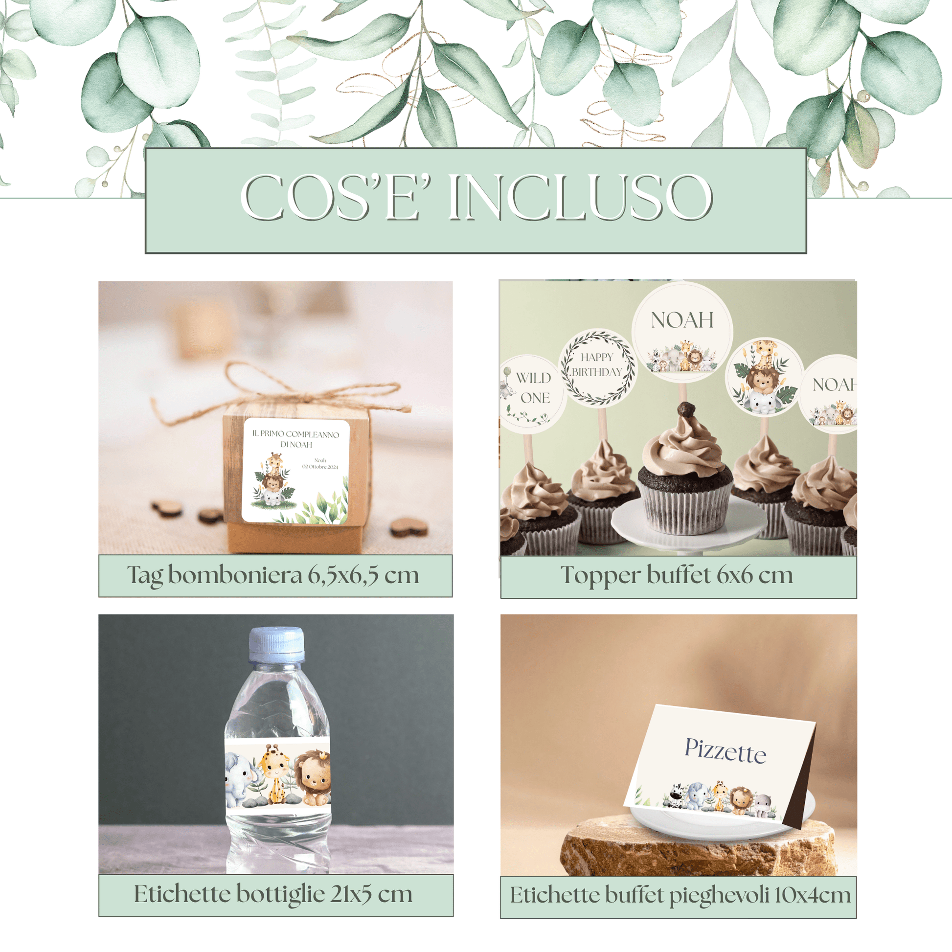 Kit Festa Safari da Stampare – Compleanno Bambino – Tema Wild One – Modificabile con Canva – Invito + Decorazioni + Banner + Topper - Sorelle Kreative