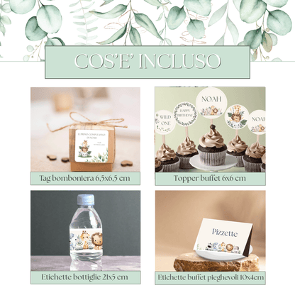 Kit Festa Safari da Stampare – Compleanno Bambino – Tema Wild One – Modificabile con Canva – Invito + Decorazioni + Banner + Topper - Sorelle Kreative