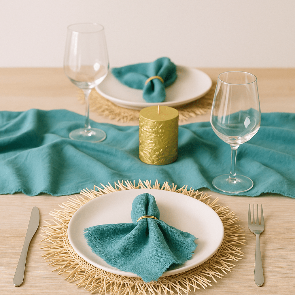 Set Tavola Completo con Runner e Tovaglioli – Allestimento Tavola Sorelle Kreative (2, 4, 6 Posti) - Sorelle Kreative