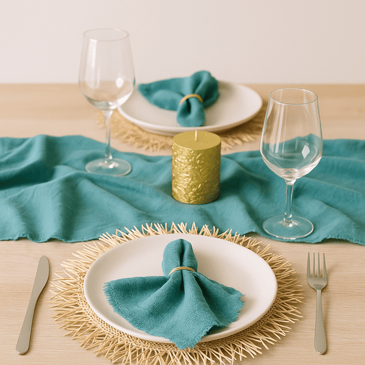 Set Tavola Completo con Runner e Tovaglioli – Allestimento Tavola Sorelle Kreative (2, 4, 6 Posti) - Sorelle Kreative