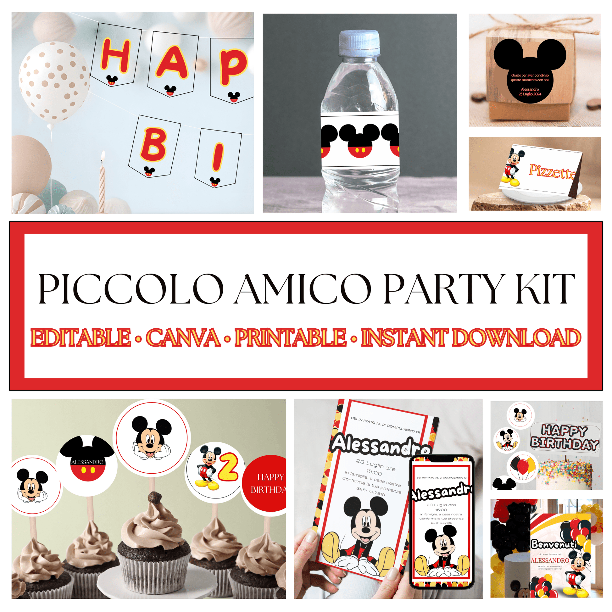 Kit Festa Piccolo Amico – Allestimento Completo da Stampare | Template Canva Modificabile (Inviti + Banner + Topper) - Sorelle Kreative