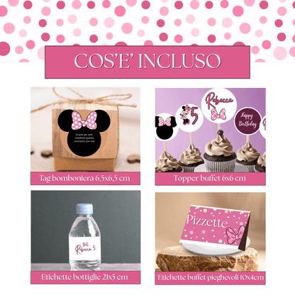 Kit Festa Minnie – Allestimento Completo da Stampare | Template Canva Modificabile (Inviti + Banner + Topper) - Sorelle Kreative
